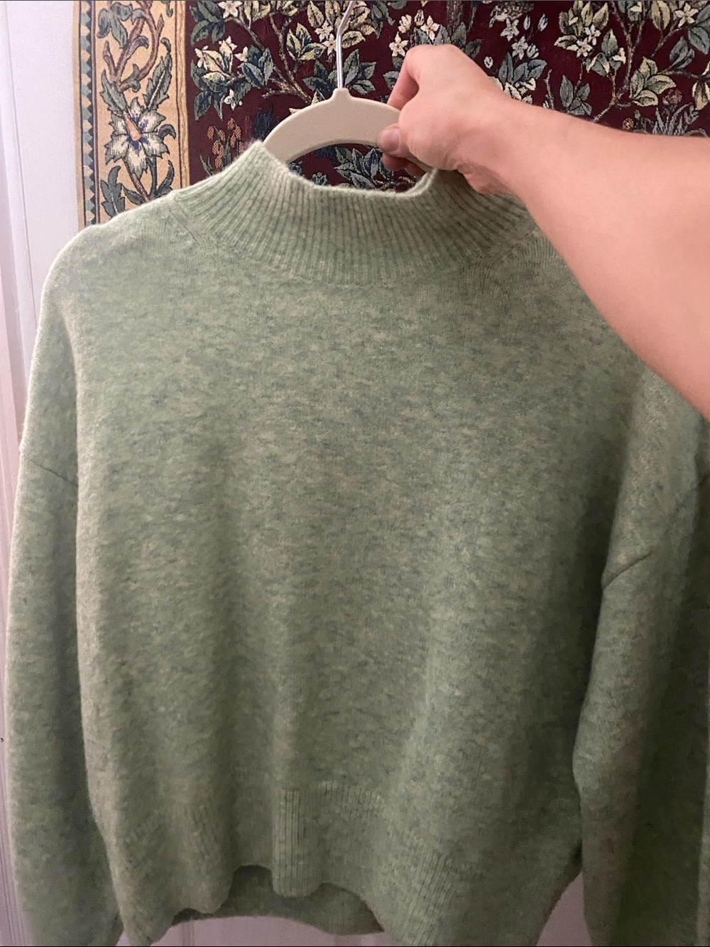 Soft Knit Mock Neck Sweater in Light Green